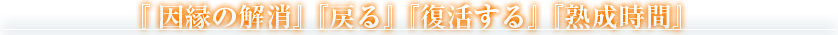 『因縁の解消』『戻る』『復活する』『熟成時間』